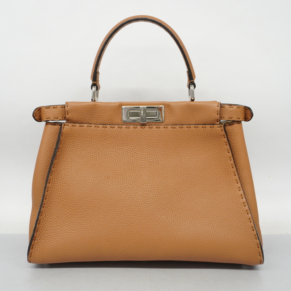 Auth Fendi Selleria 2way Bag Peekaboo Women's Leather Handbag,Shoulder Bag Brown - Picture 12 of 12